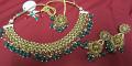 Traditional Indian Designer Gold Finish Green Beads Necklace Set